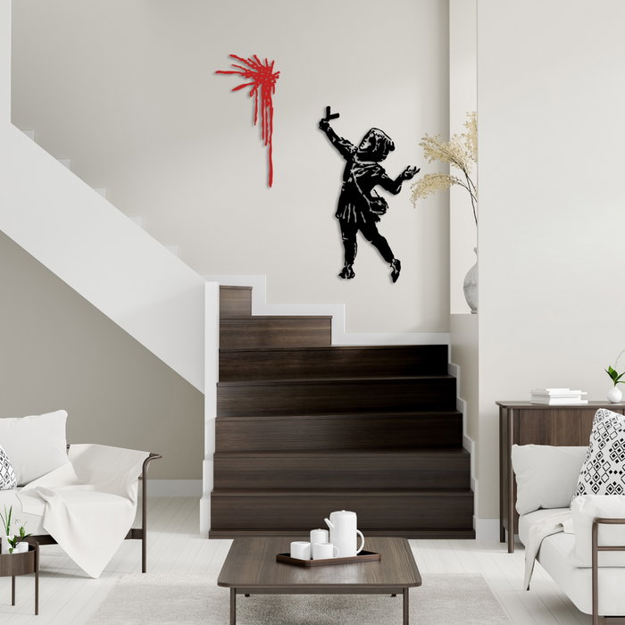 Wallity Banksy Metal 09 Escultura de pared negra